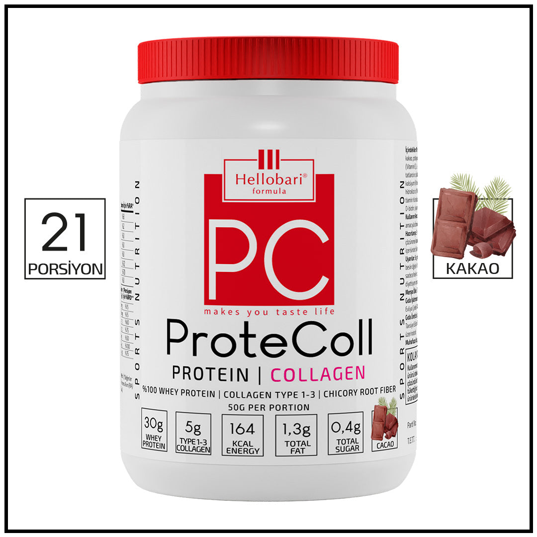 Hellobari Formula ProteColl | Whey Protein&amp;Kollajen | Kakaolu | 21 Porsiyon