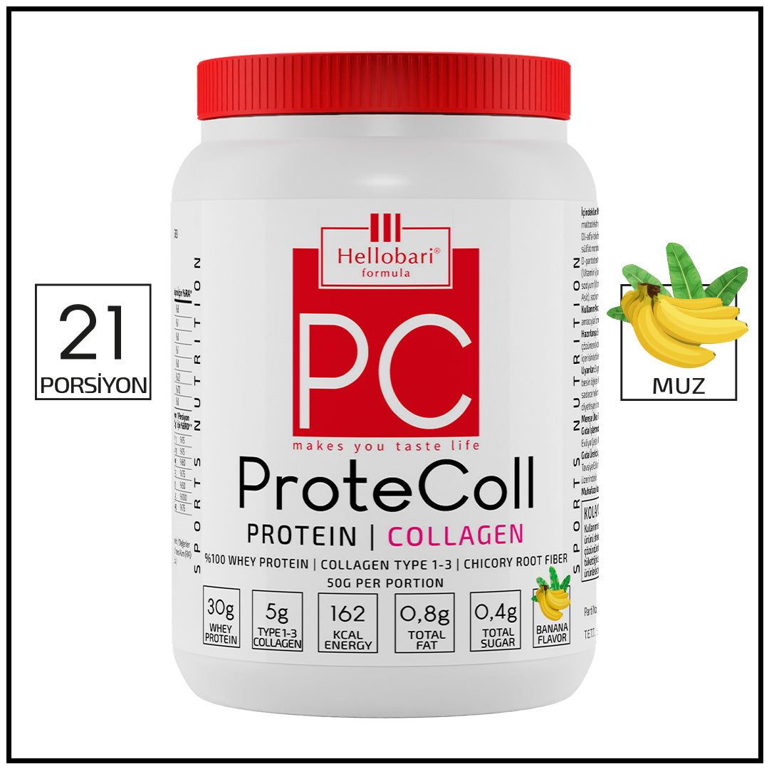 Hellobari Formula ProteColl | Whey Protein&amp;Kollajen | Muz Aromalı | 21 Porsiyon