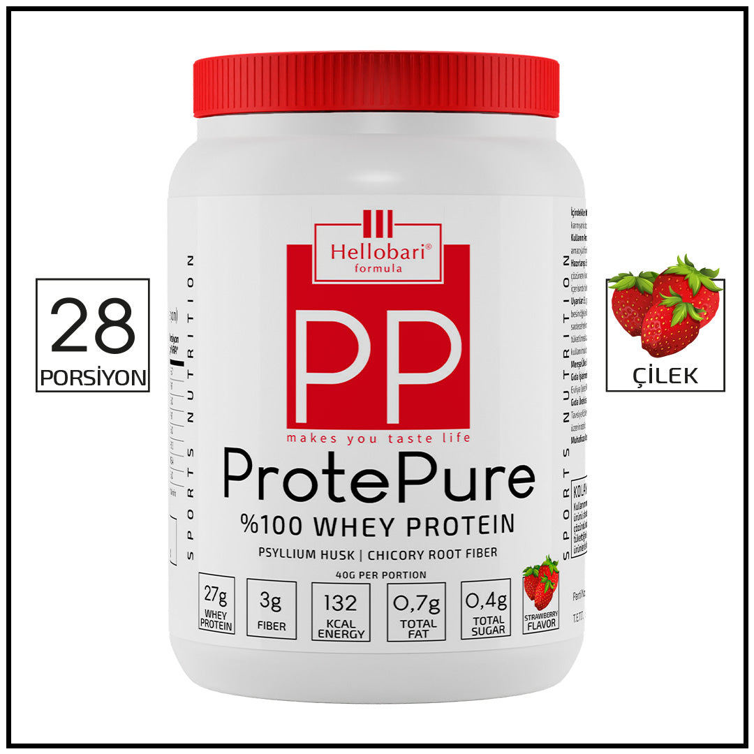 Hellobari Formula ProtePure | %100 Whey Protein | Çilek Aromalı | 28 Porsiyon