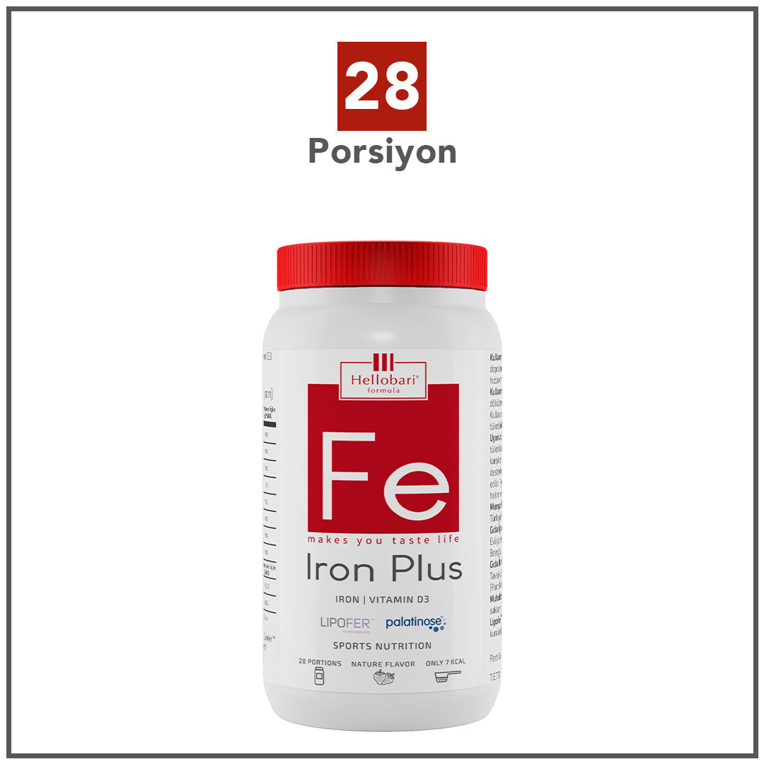 Hellobari Formula Iron Plus | Doğal Çilek Aromalı | 28 Porsiyon