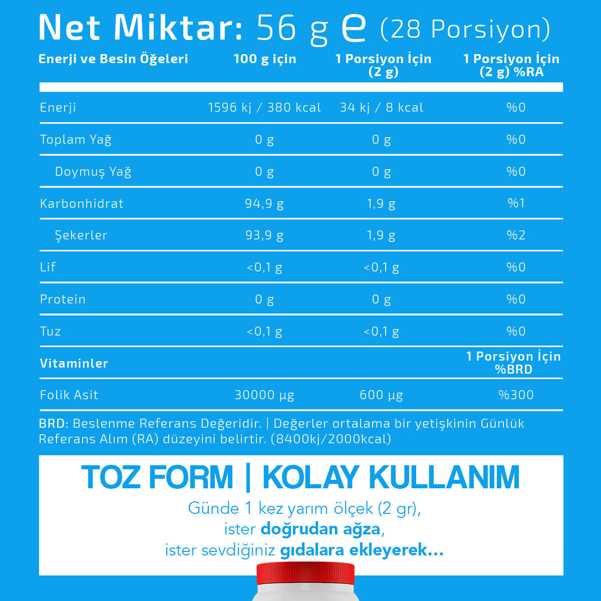 Hellobari Folic Acid | Doğal Çilek Aromalı | 28 Porsiyon - Hellobari