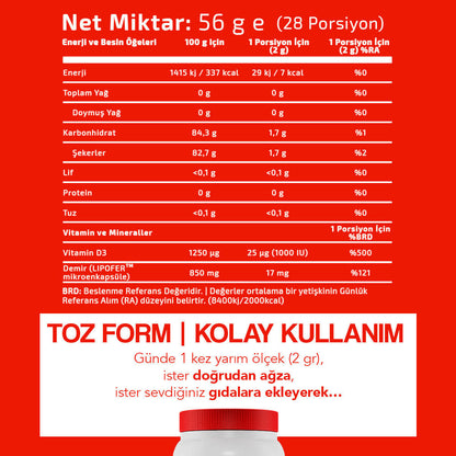 Hellobari Iron Plus | Doğal Çilek Aromalı | 28 Porsiyon - Hellobari