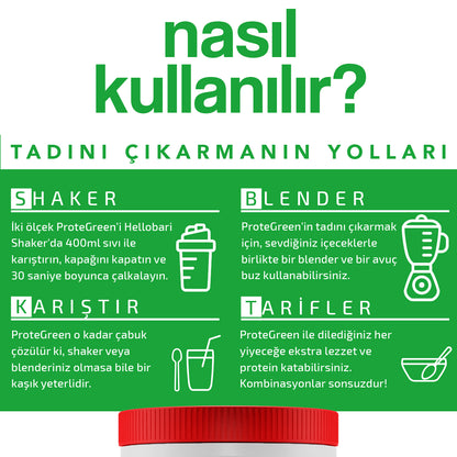 Hellobari ProteGreen | Vegan | Bezelye Proteini | Vitamin Mineral | 28 Porsiyon - Hellobari