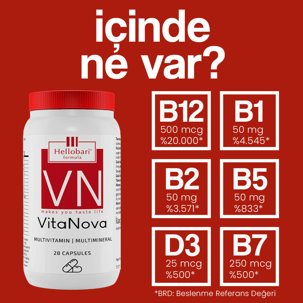 Hellobari VitaNova | Multivitamin | Multimineral | 28 Kapsül - Hellobari